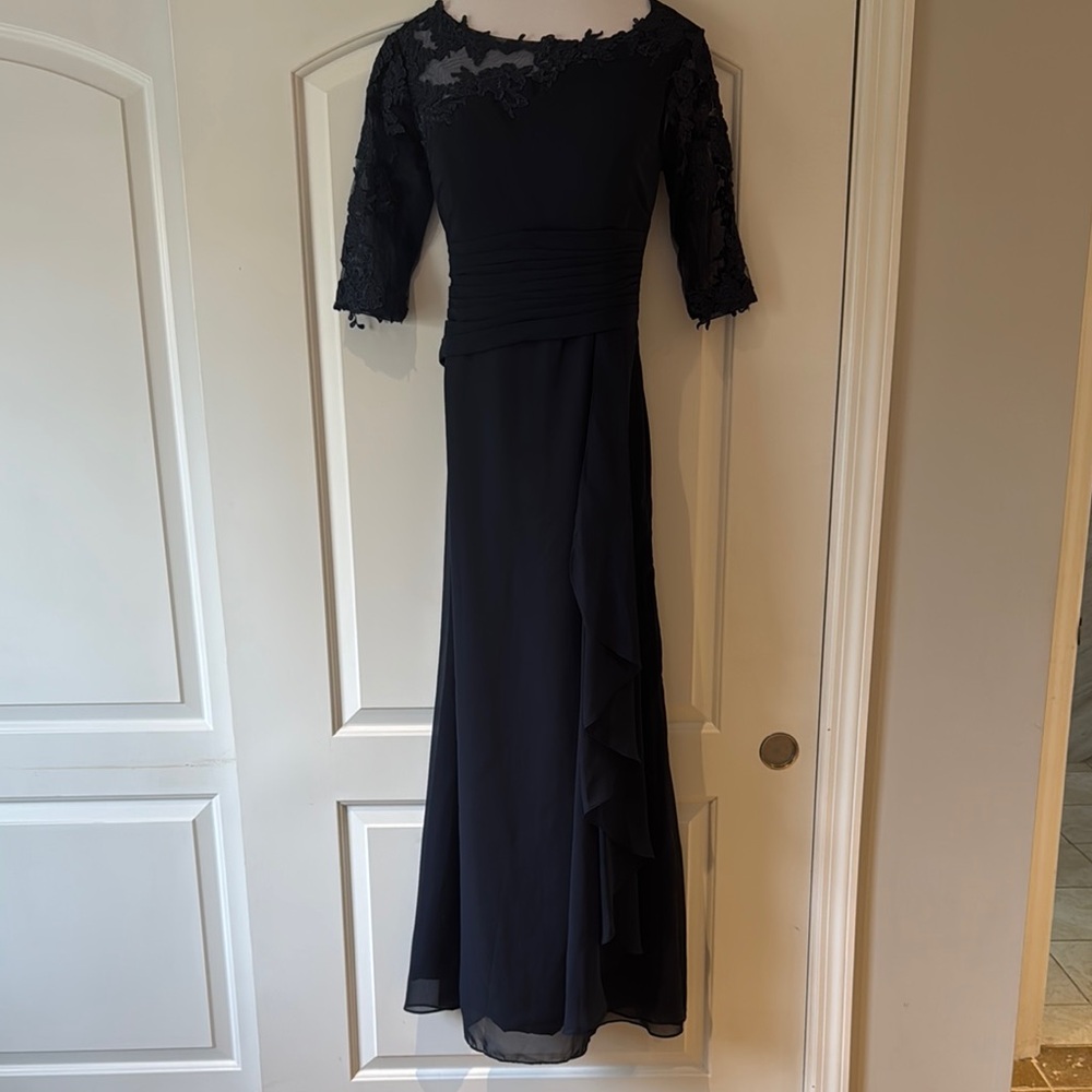 Navy Lace Evening Dress